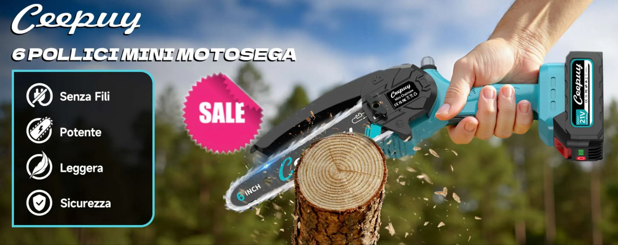 Mini Motosega Batteria a meno di 50€ in offerta su Amazon