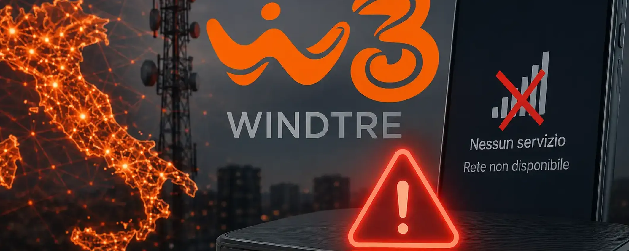 WINDTRE down oggi 2 luglio, problemi per fibra e rete mobile: segnalazioni in aumento