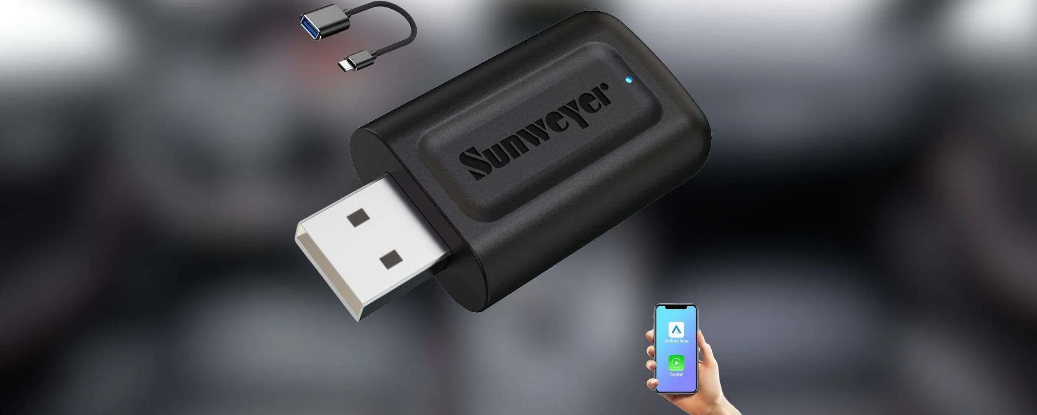 CarPlay e Android Auto WIRELESS con questo adattatore 2-in-1 in sconto Amazon (-30€)