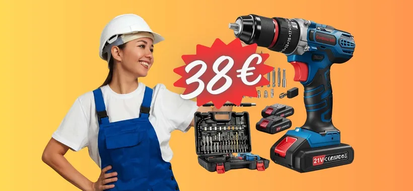 Amazon SVENDE: trapano avvitatore con valigetta accessoriata a 38€