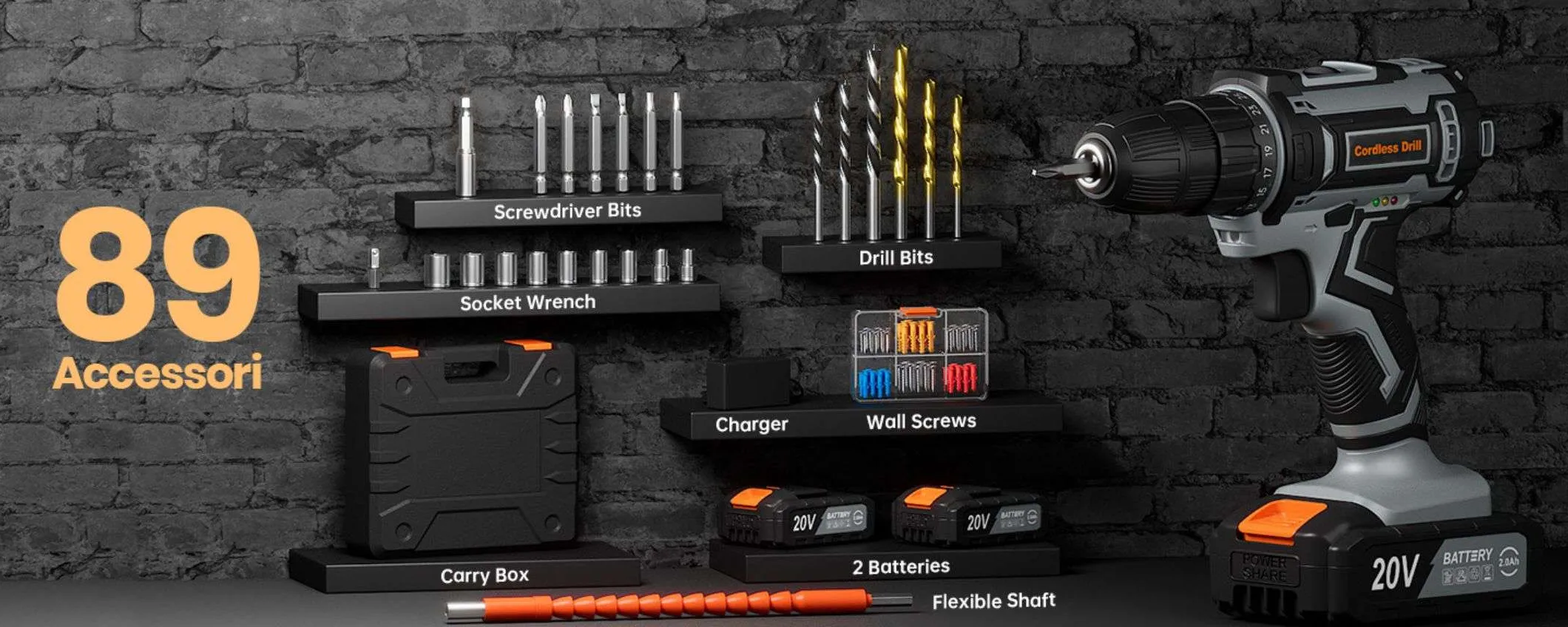 Leroy Merlin STRONCATO da Amazon: trapano, 2 batterie e 89 accessori a 35€