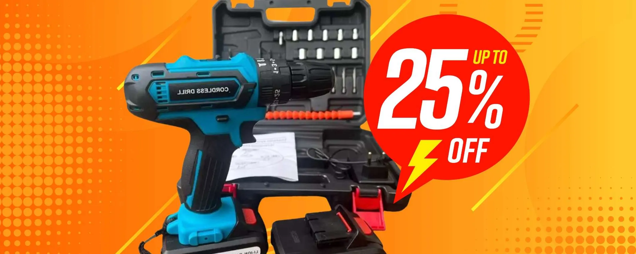Super promo eBay per questo trapano avvitatore a batteria con percussione