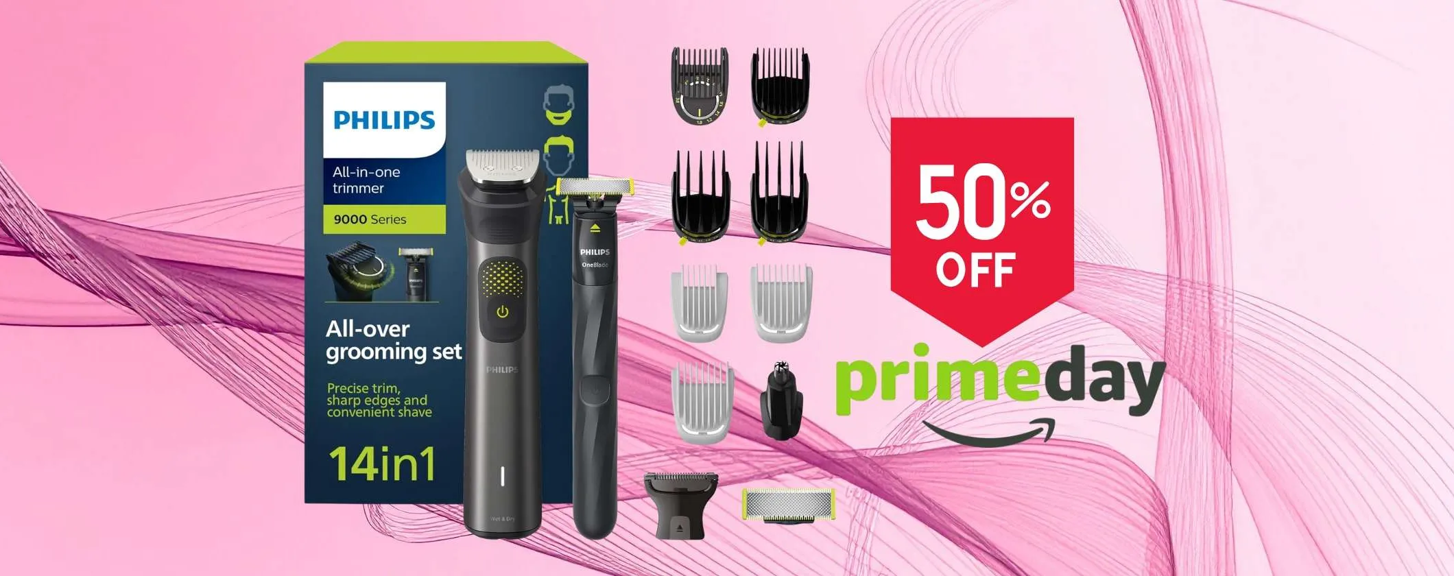 Philips Series 9000 14 in 1: rifinitore + OneBlade a METÀ PREZZO