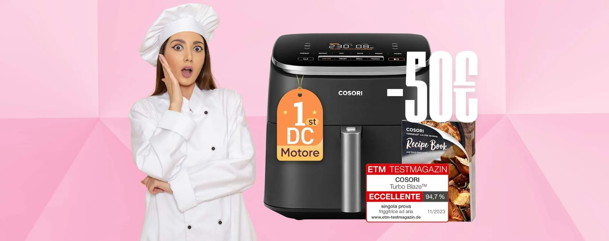 Friggitrice ad aria COSORI da 6 Litri: cucina sana e veloce con sconto di 50€