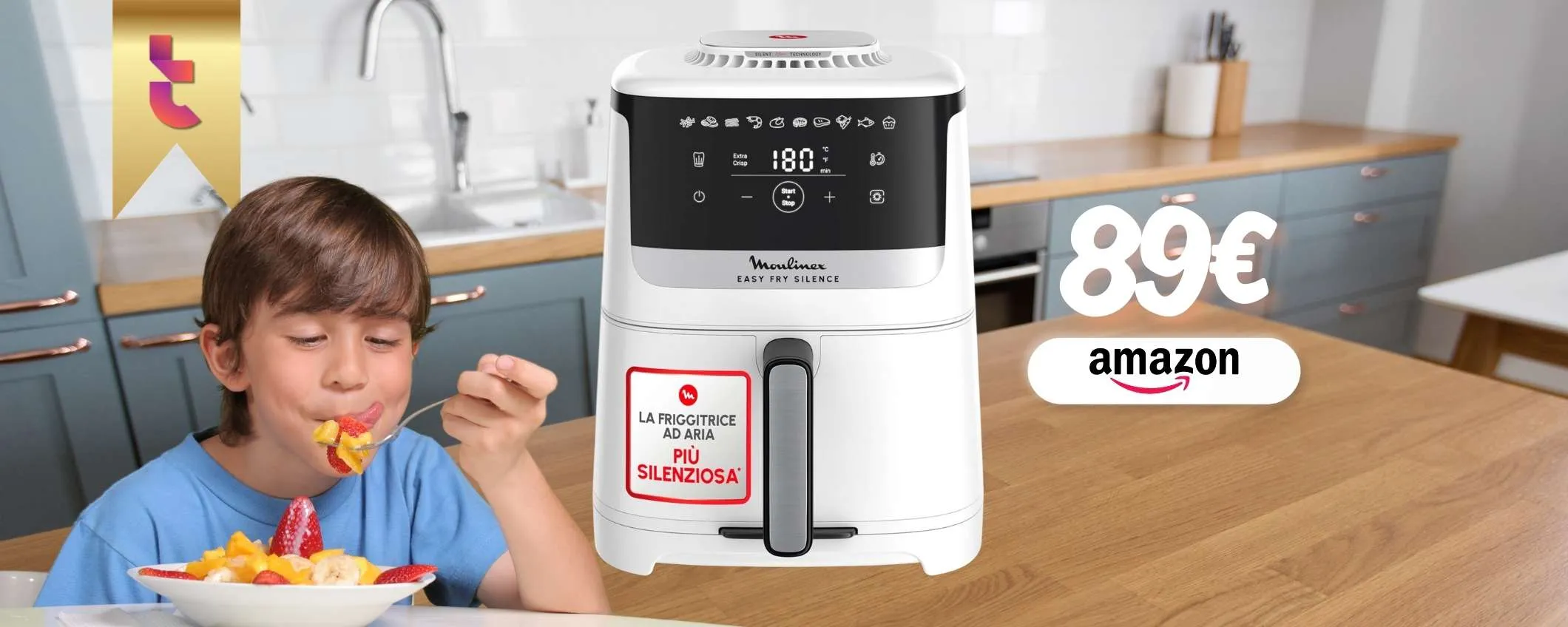 Moulinex Easy Fry Silence rivoluzione in cucina, 5L e 10 programmi (89€)
