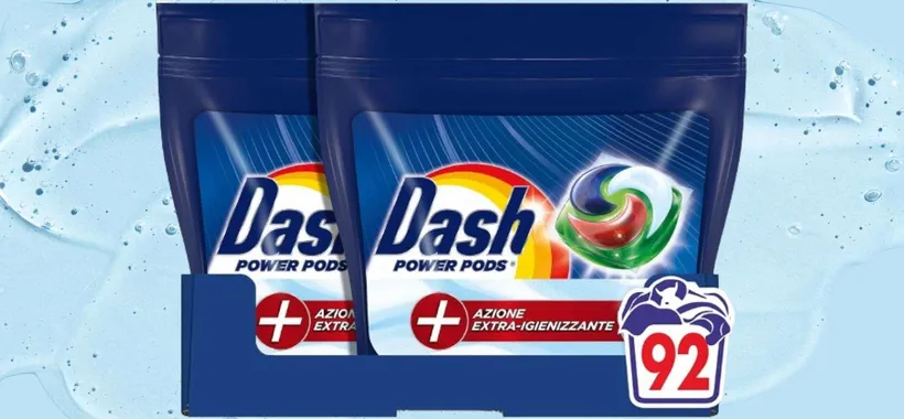 Dash Pods a prezzo SHOCK, sconto 42%: 92 lavaggi a 27€ (promo lampo Amazon)