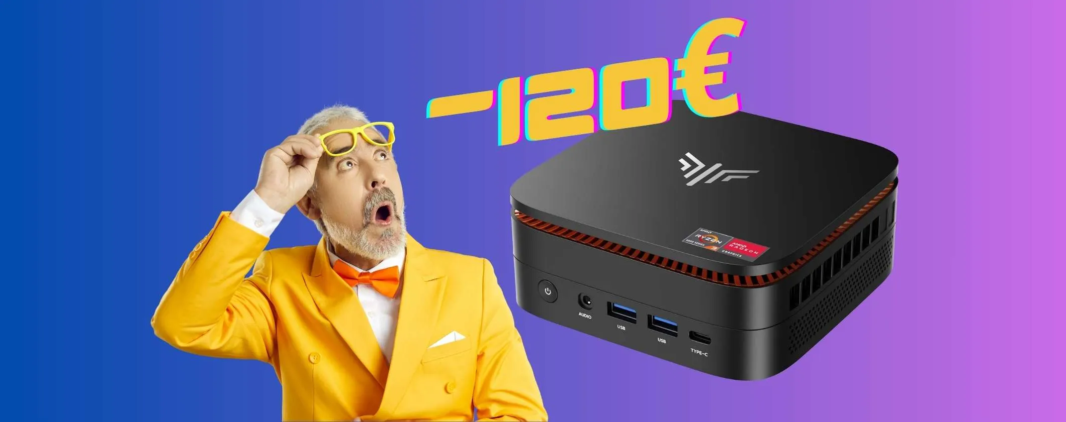 Poco spazio e grande produttività con questo Mini PC dotato di AMD Ryzen 3
