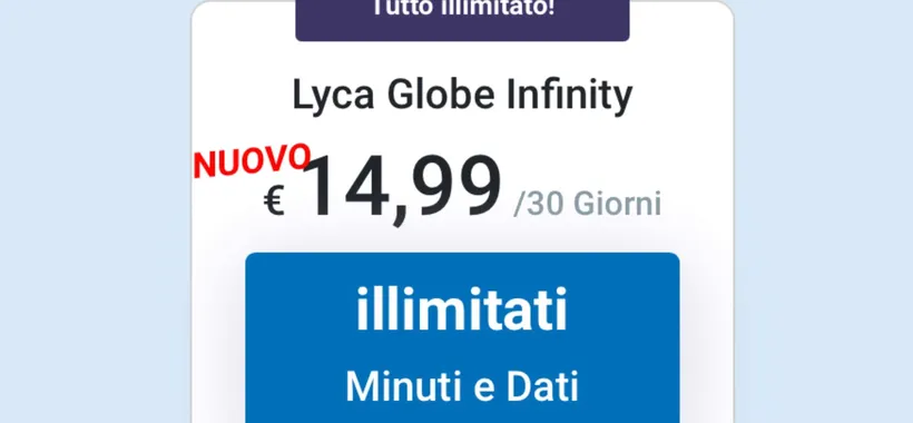 Lyca Globe Infinity: promo flat a soli 14,99 euro
