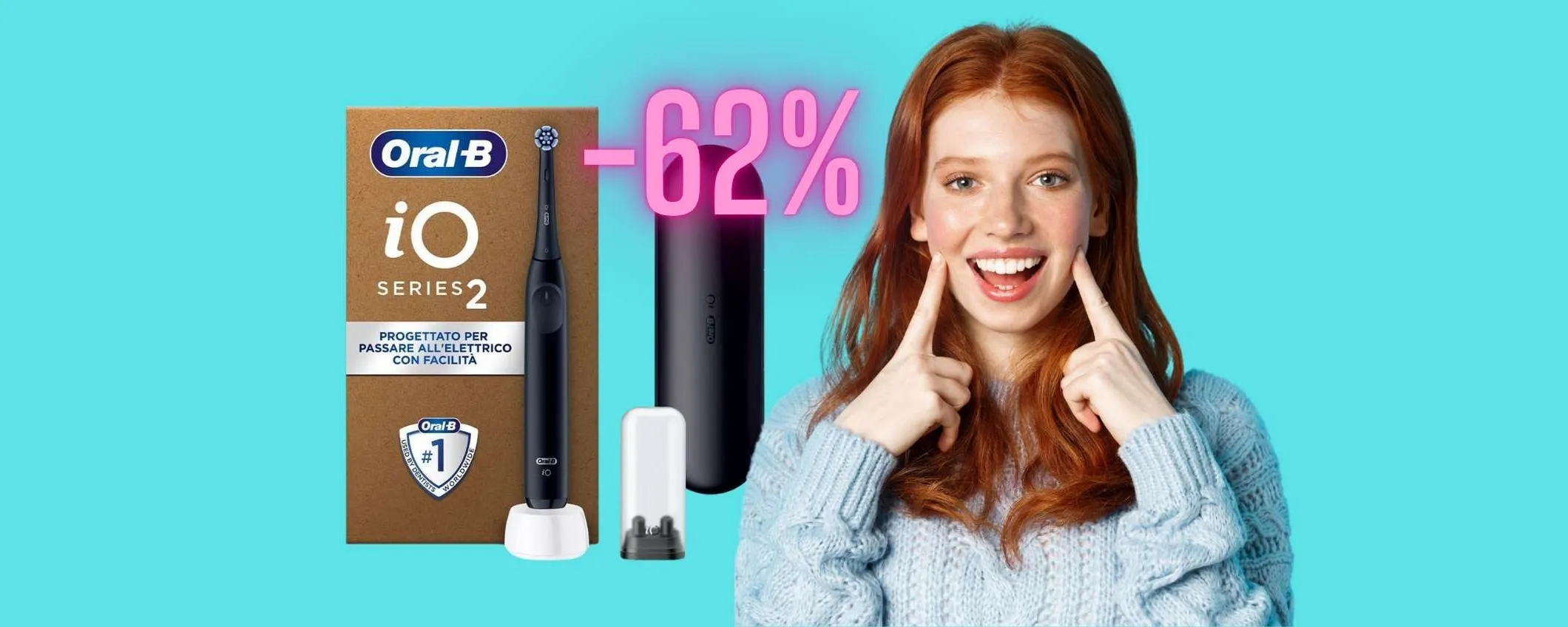 Oral-B io serie 2 con custodia da viaggio e dentifricio al 62% in meno
