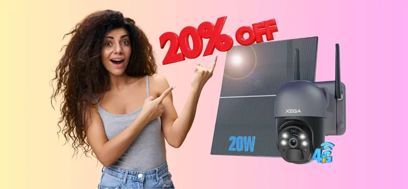 Telecamera di sorveglianza con pannello solare e scheda Sim al 20% in MENO