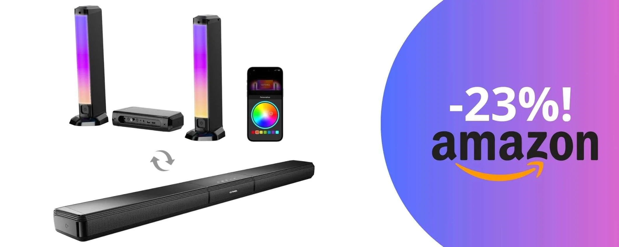 La soundbar dei tuoi sogni a prezzo scontato: audio potente e luci RGB per un'esperienza unica