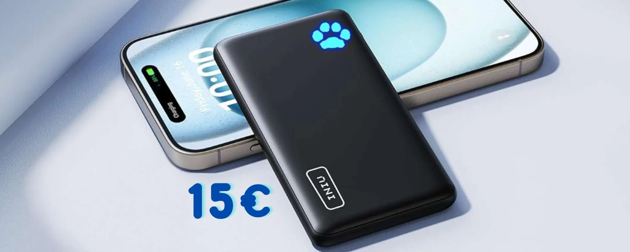 Solo 15€ per questo Power Bank da 10000mAh super leggero e sottile con 3 porte