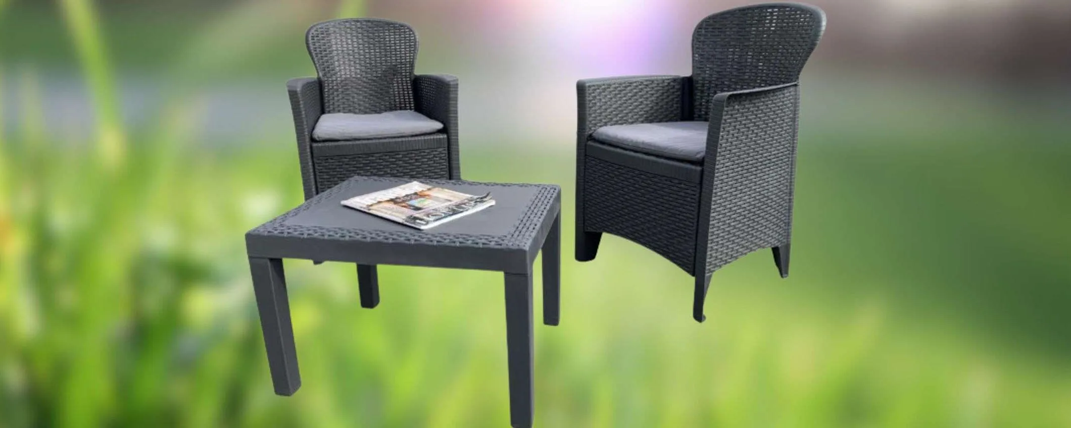 Set da giardino a 70€ su Amazon: 2 poltrone e un tavolino, promo BOMBA