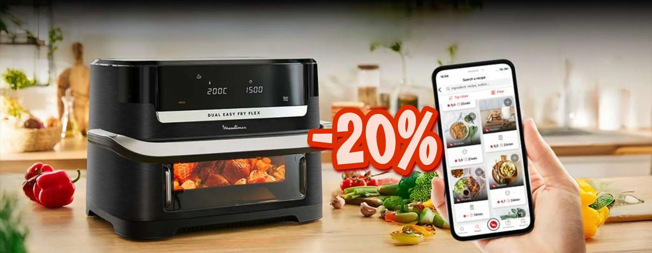 Moulinex Dual Easy Fry Flex: la friggitrice ad aria per famiglie a -20% su Amazon