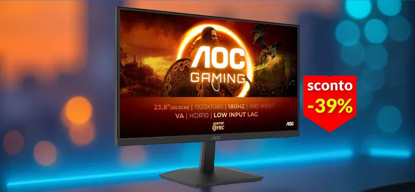 Monitor gaming 24'' FullHD, 180Hz e con HDR10: non c'è di meglio a 79€