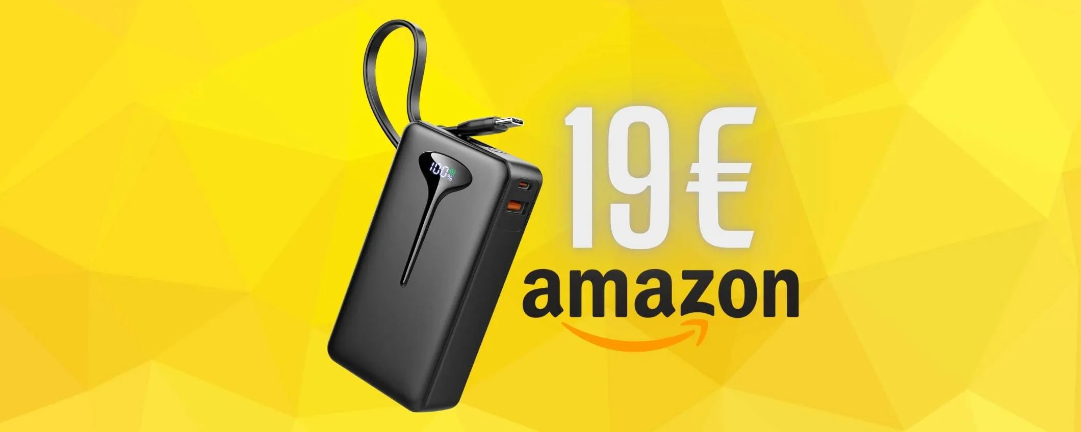 Power Bank da 10000mAh a soli 19€: cavo integrato e 3 porte USB