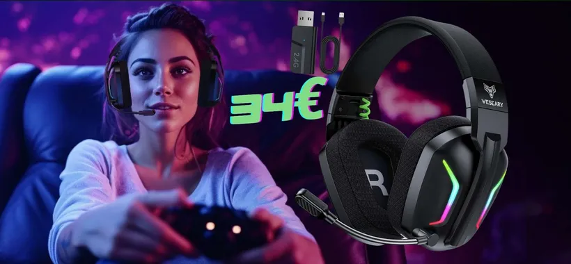 Cuffie wireless da gaming con microfono, comodissime ed economiche (34€)