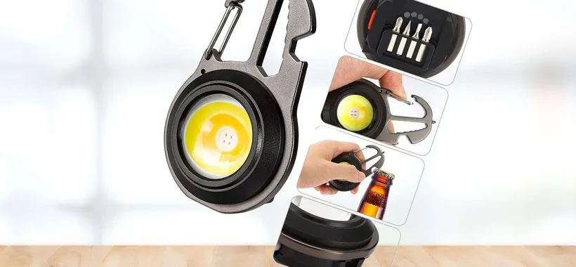 Portachiavi PAZZESCO 5 in 1: torcia, cacciavite 4 in 1 e non solo (15€)