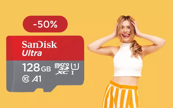 MicroSD SanDisk 128GB oggi a METÀ PREZZO: già tua con 15€