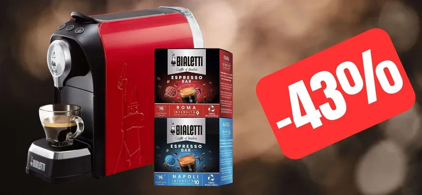 Macchina Caffè Bialetti Super in MEGA SCONTO su Amazon (-43%): e le capsule sono GRATIS