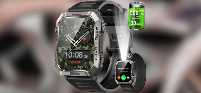 A 15,99€ questo smartwatch è TOP: display 2", torcia, salute e sport (Amazon)