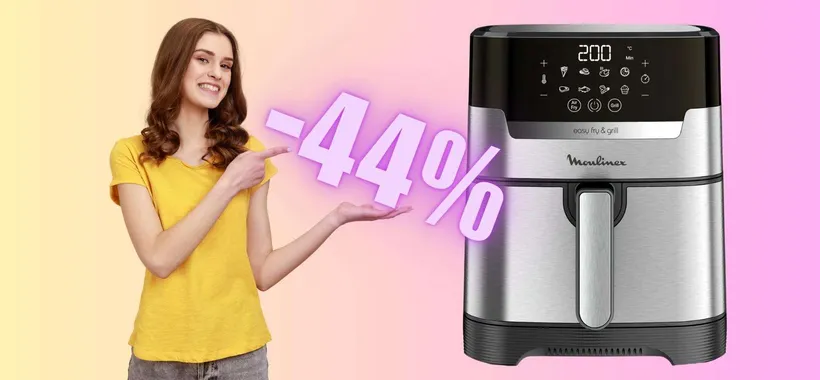 Friggitrice ad aria Moulinex per 6 persone e 8 programmi (-44%)