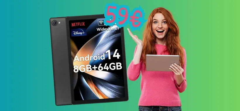 Tablet da 10 pollici con Android 14 a meno di 60€? Tutto vero ma ancora per poco