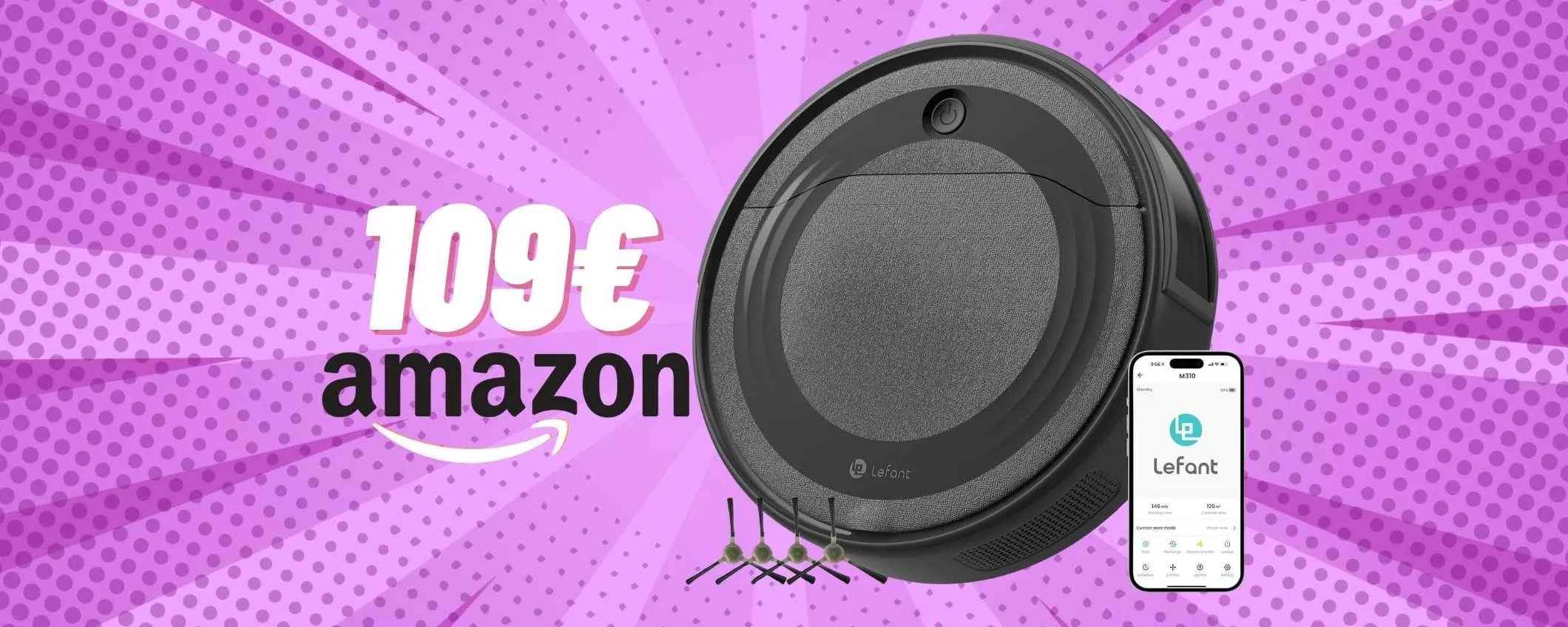 Robot aspirapolvere da 4500Pa per una pulizia completa a costo minimo (109€)