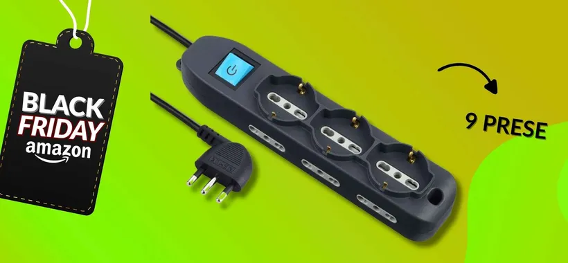 Multipresa 9 entrate compatta e sicura: 6€ su Amazon