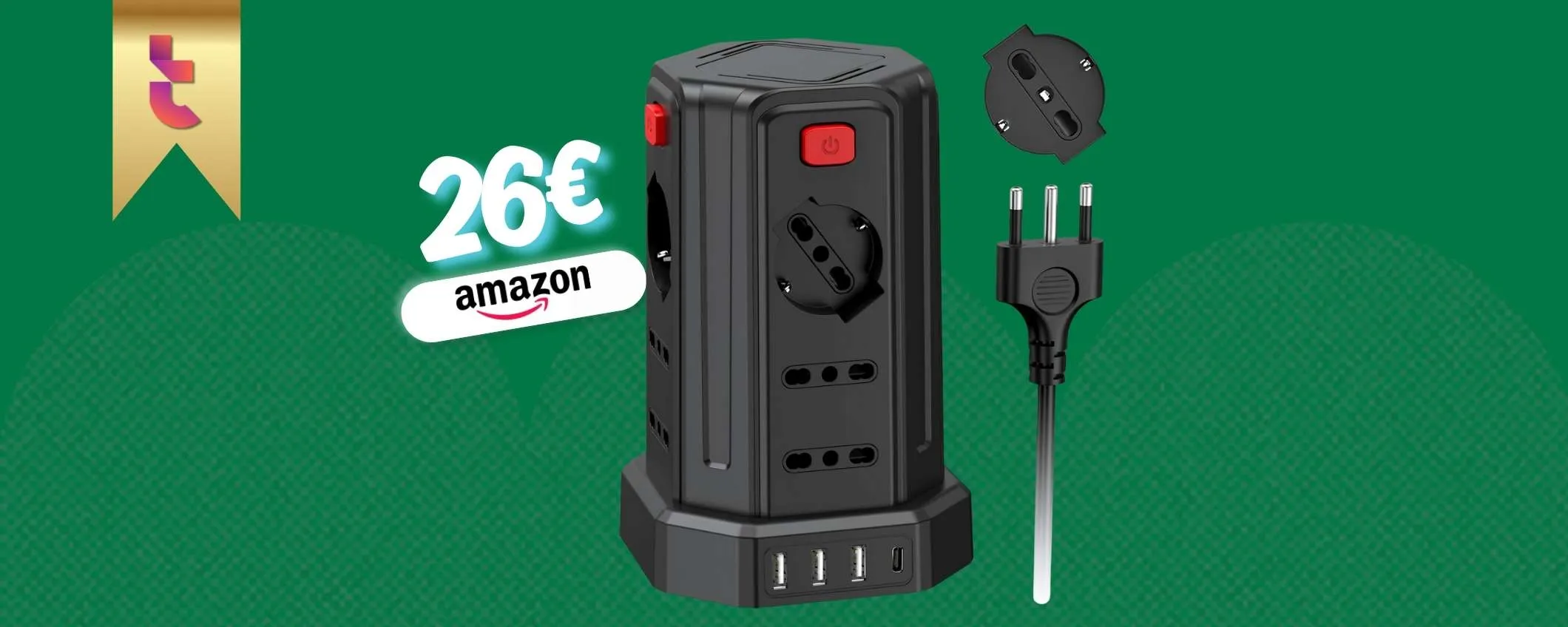 Una TORRE di potenza questa multipresa 12 prese, coupon Amazon