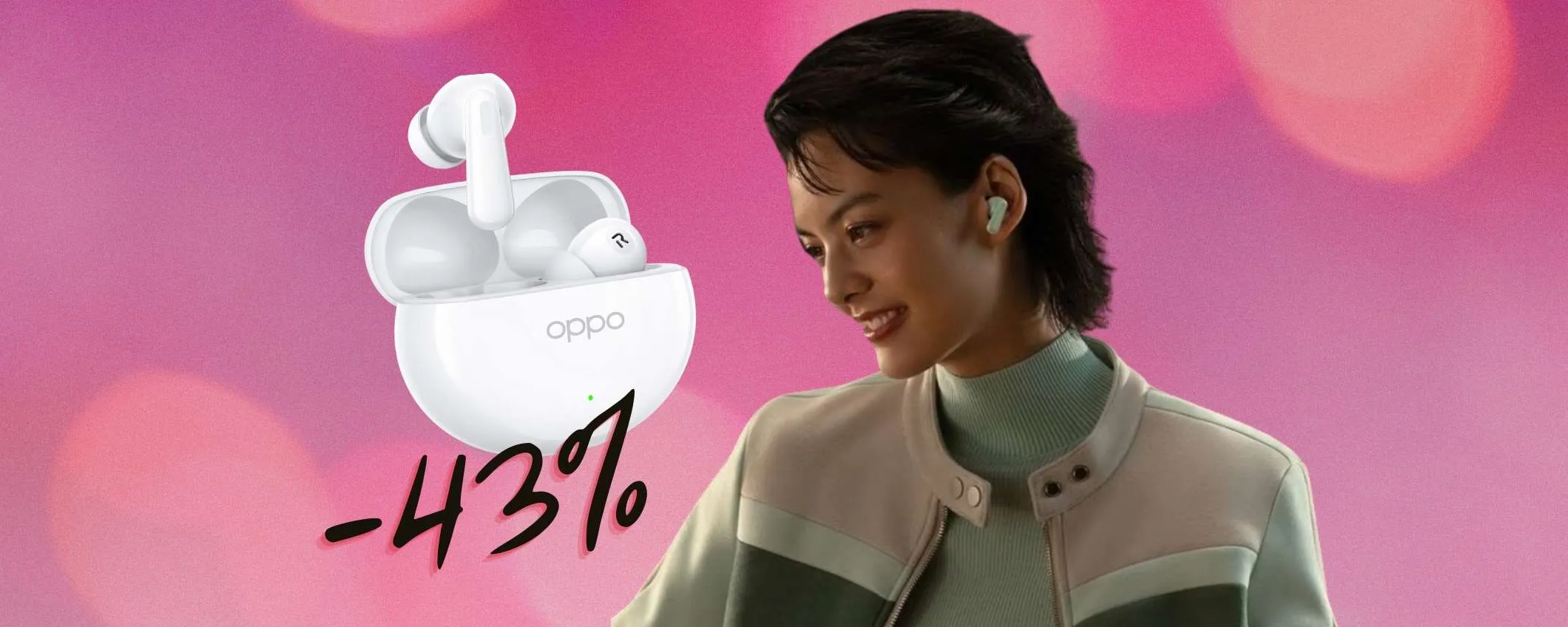 OPPO Enco Air4: driver in titanio, cancellazione rumore, IP55 e SCONTO 43%