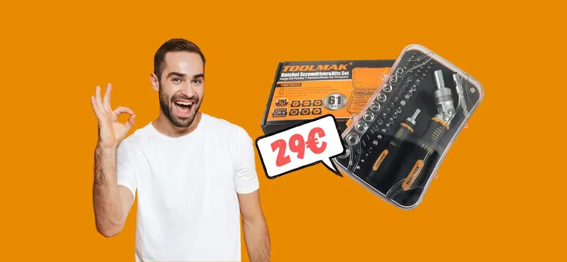 Set di cacciaviti a cricchetto con 61 pezzi tuo con APPENA 29€