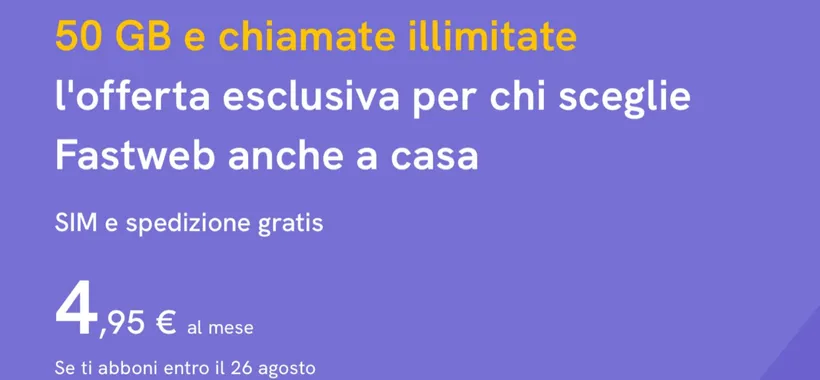Fastweb Mobile Light: 50GB in 5G a 4,95€ al mese