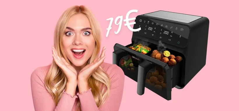 Friggitrice ad aria Cecotec con doppio cestello e capacità da 9L (79€)