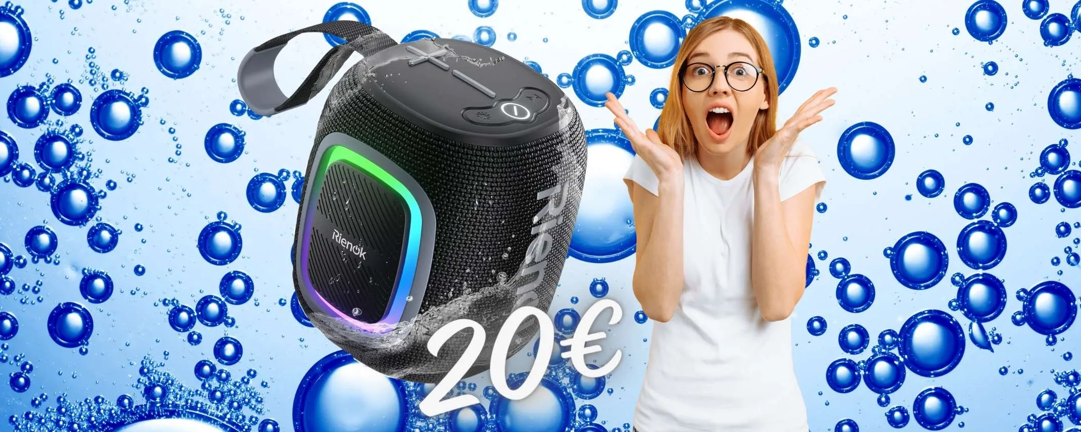Speaker wireless portatile impermeabile con audio che SPACCA (20€)
