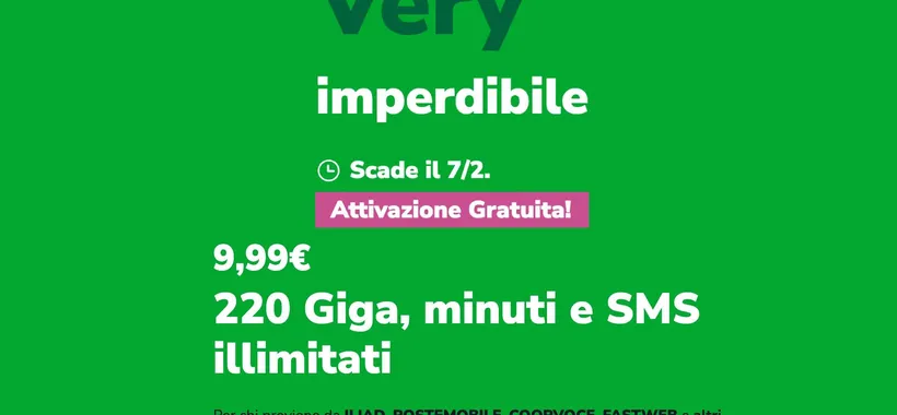 PROMO Very Xmas: 220GB a 9,99€ fino al 7 Febbraio