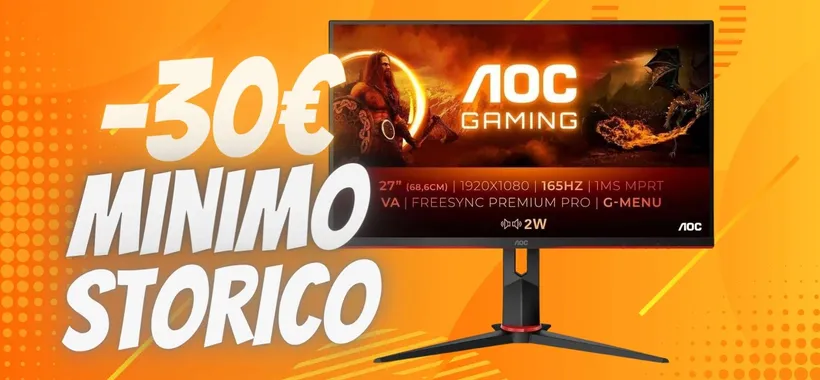 Monitor Gaming FHD da 27 pollici, 165Hz e risposta di 1ms (-30€)