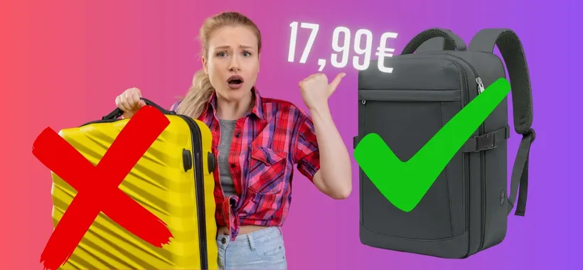 Lo zaino che vogliono tutti per volare con Ryanair oggi a soli 17,99€ (-50%)