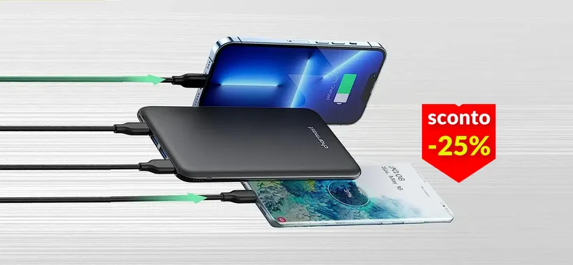 Powerbank 26800mAh a soli 22€: ricarica l'80% della batteria in 35 minuti