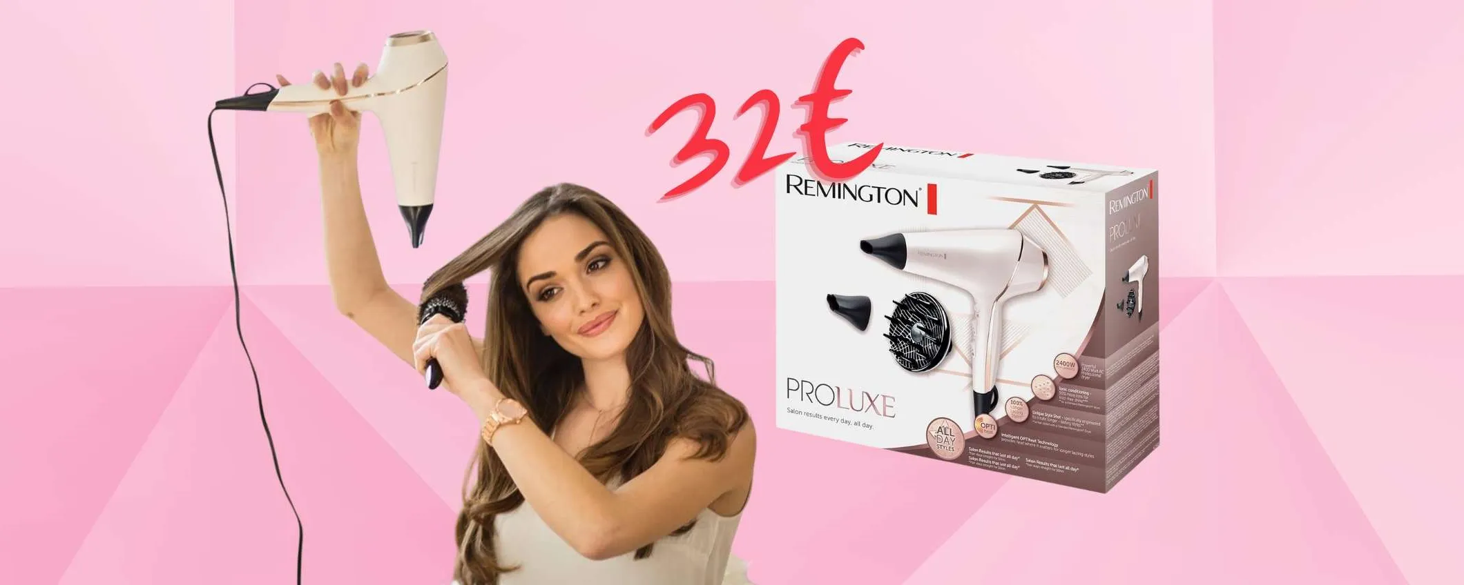 Offerta a tempo per il Phon professionale Remington con accessori (32€)