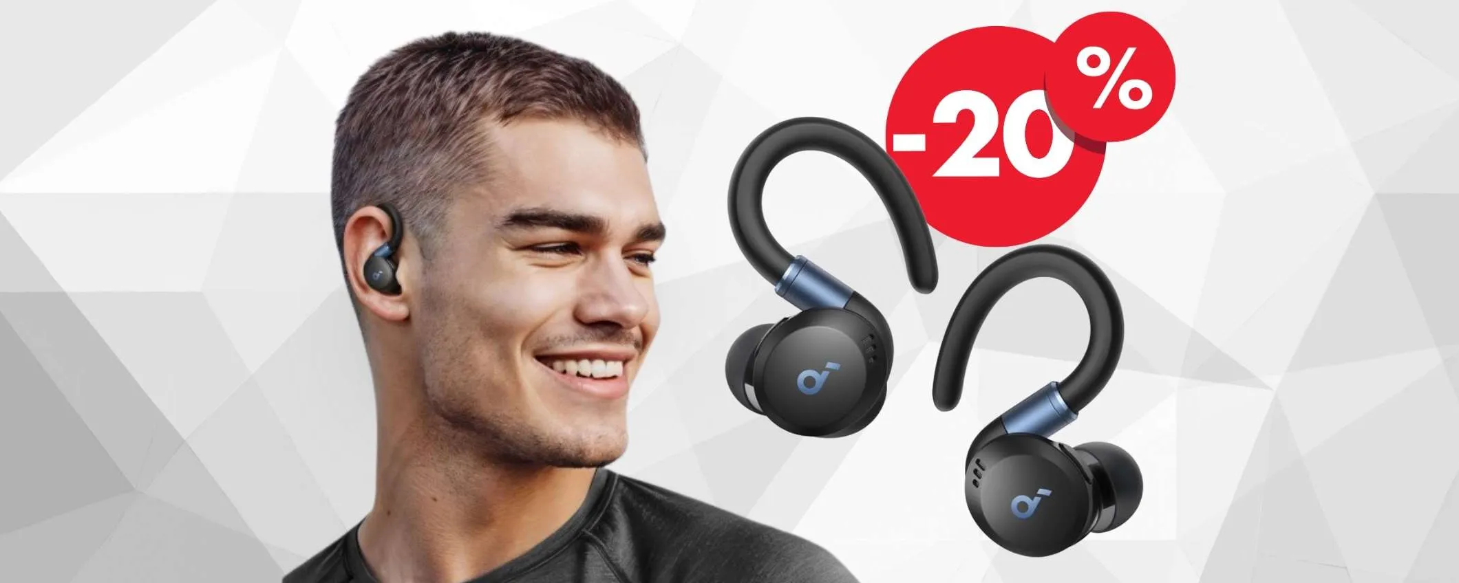 Auricolari wireless per fare sport Anker, stabili e impermeabili (-20%)