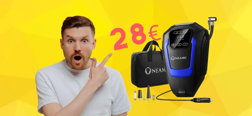 Compressore portatile compatto e potete con appena 28€ su Amazon