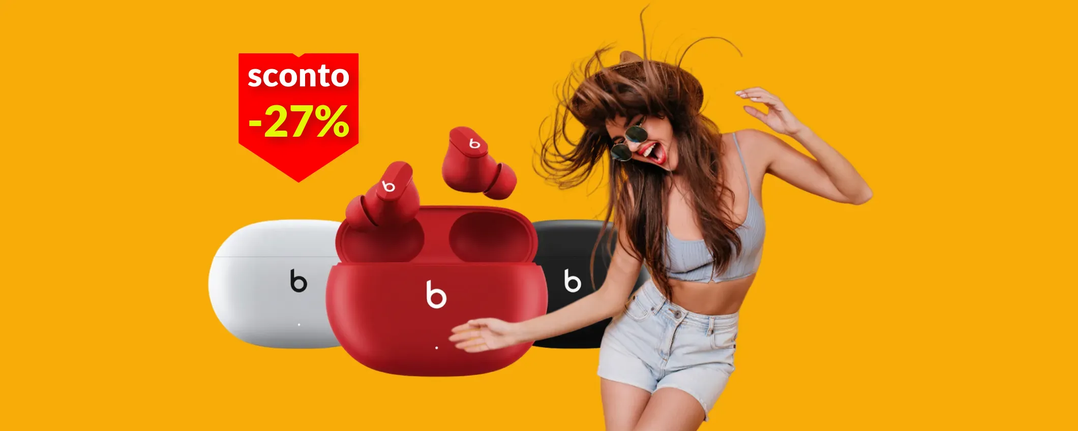 Auricolari Beats Studio Buds, 24h di musica spaccatimpani: prezzo mai visto