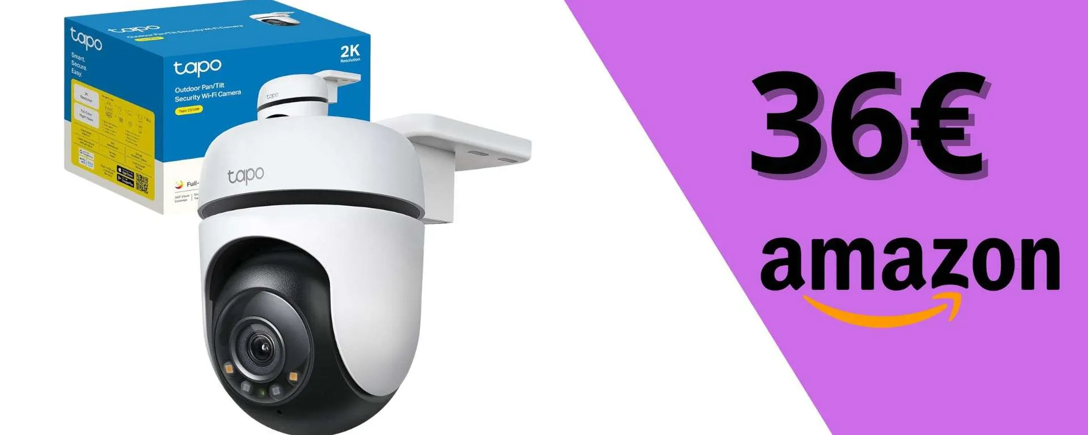 Telecamera 2K da esterno a €36,99 su Amazon, sicurezza a 360° e tantissime funzioni da pro