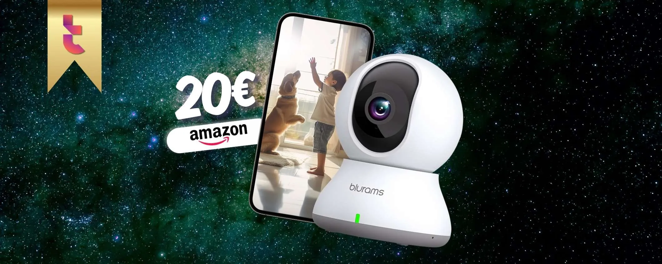 Telecamera Wi-Fi Interno, visione 2K e 4 funzioni tech a soli 20€
