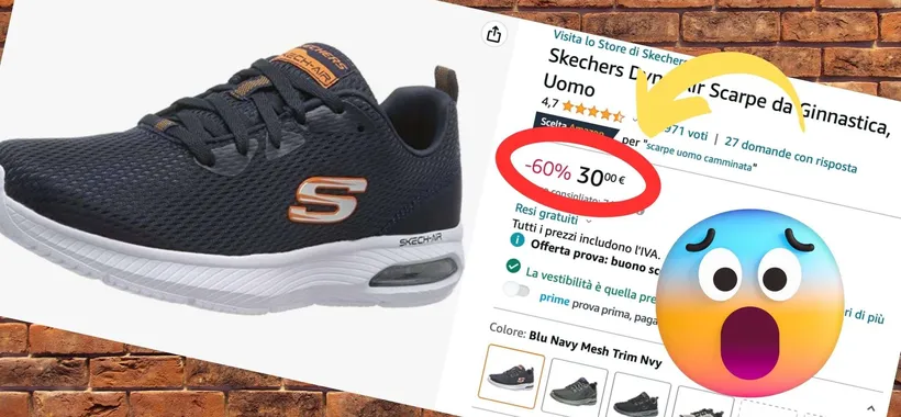 Skechers a partire da 30€ su Amazon: sconti SHOCK fino al 60%