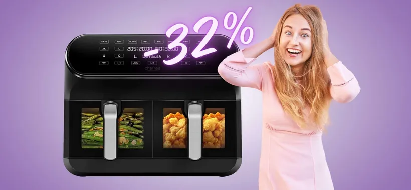 Friggitrice ad aria da 8L con doppio cestello e 8 programmi (-32%)