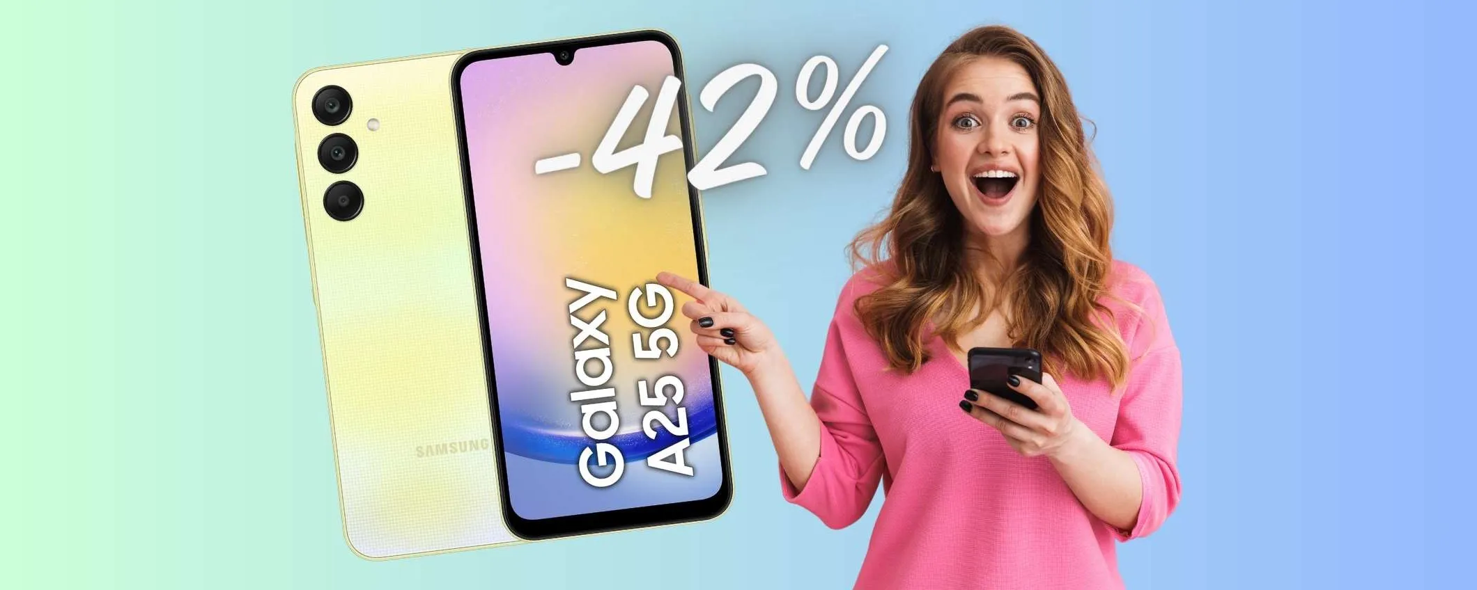 Samsung Galaxy A25 5G da 128 GB al 42% in MENO e pagabile a rate