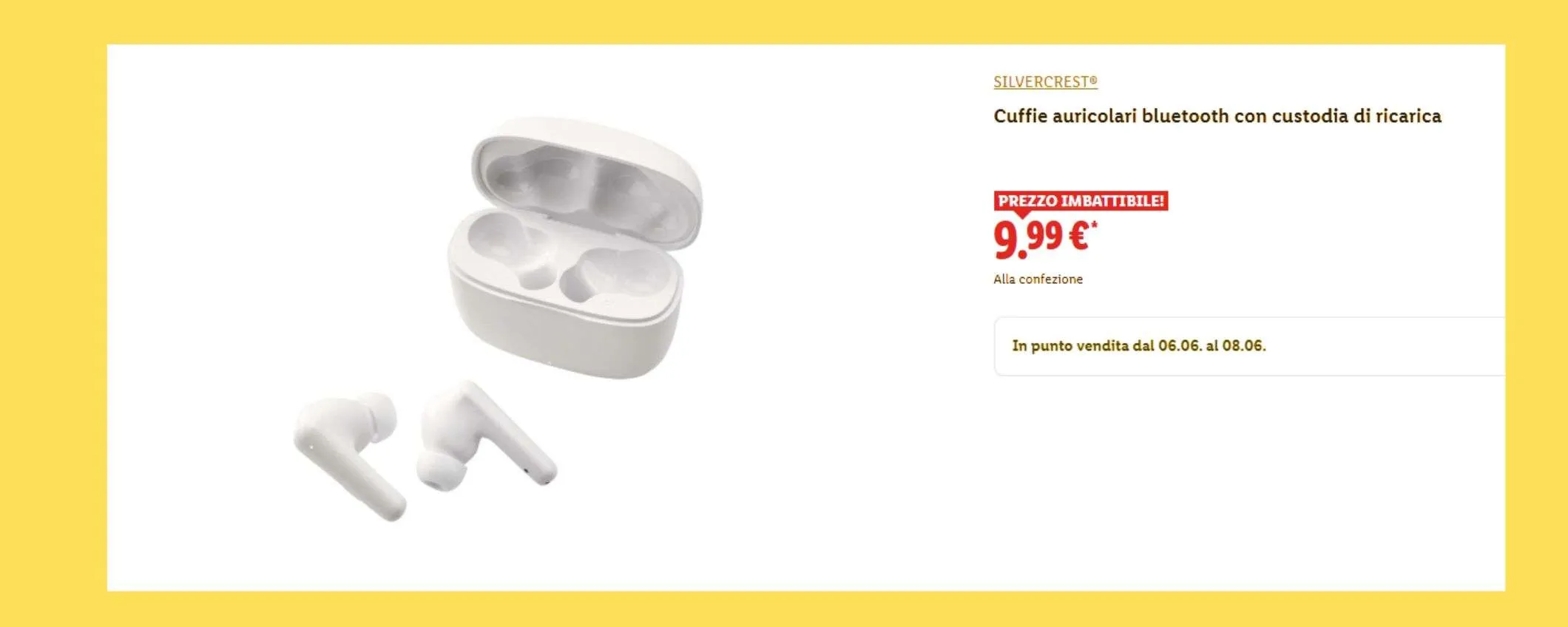 Offerta Lidl: auricolari Bluetooth a soli 9,99€ dal 6 all'8 giugno 2025