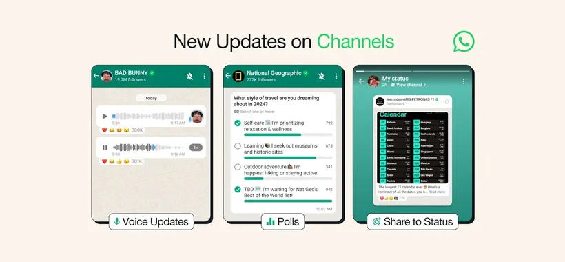 WhatsApp: note vocali, sondaggi ed altro ancora per i CANALI